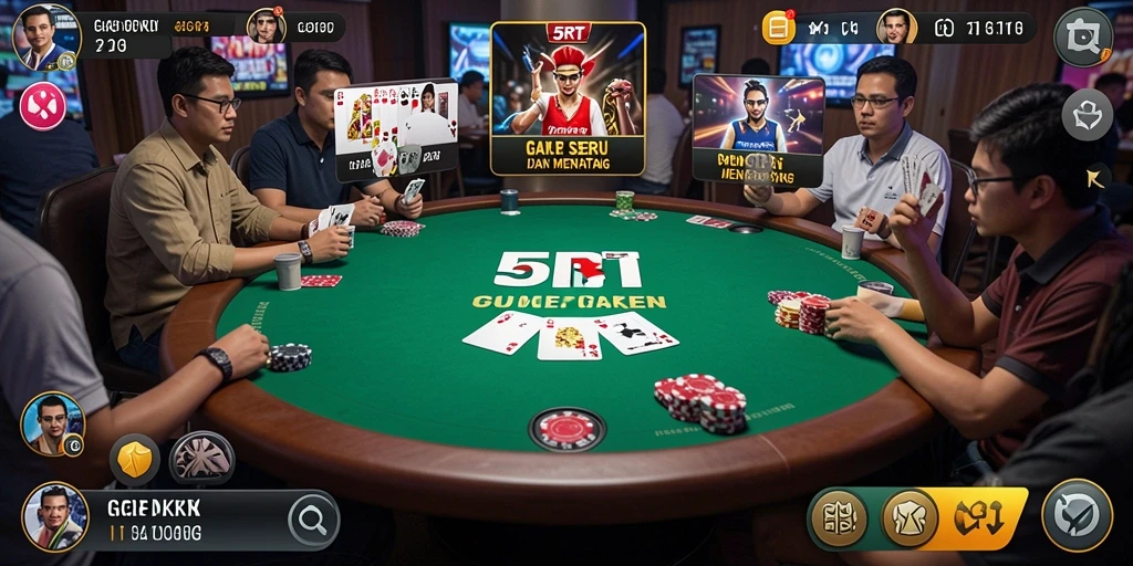 Tampilan menarik gameplay Poker di 5RT yang seru.