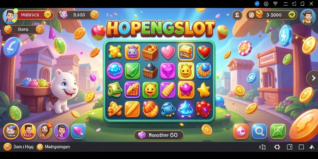 Tampilan gameplay HOPENGSLOT yang colorful dan menyenangkan.