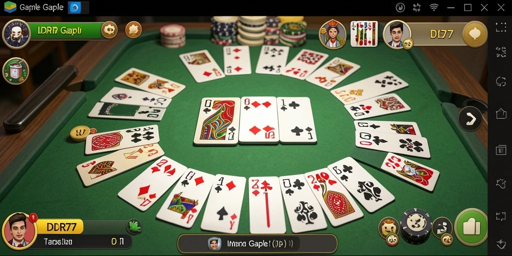 Screenshot gameplay seru dari IDR77, menunjukkan sesi gaple yang menarik.