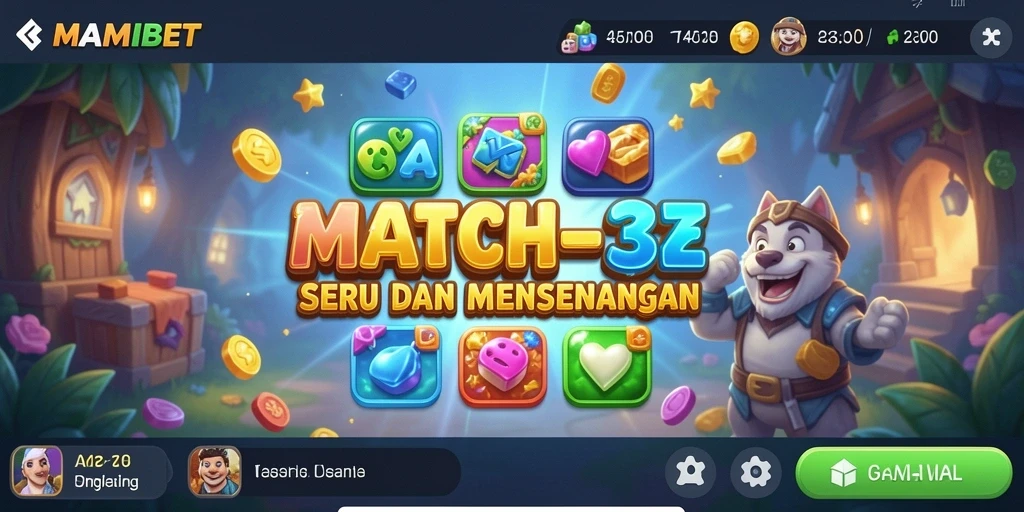 Gameplay seru MAMIBET dengan mencocokkan koin.
