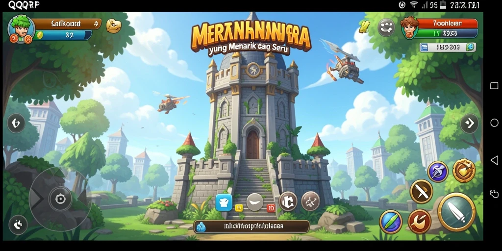 Tangkapan layar utama QQRP menampilkan pertempuran menegangkan dalam game Tower Defense.