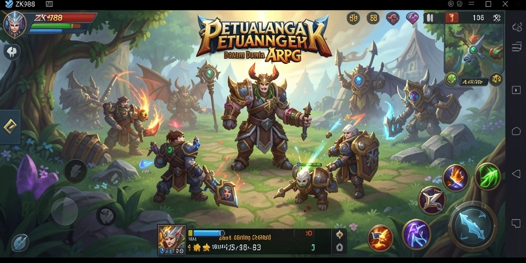 Tampilan gameplay epik dalam dunia petualangan ARPG ZK988.